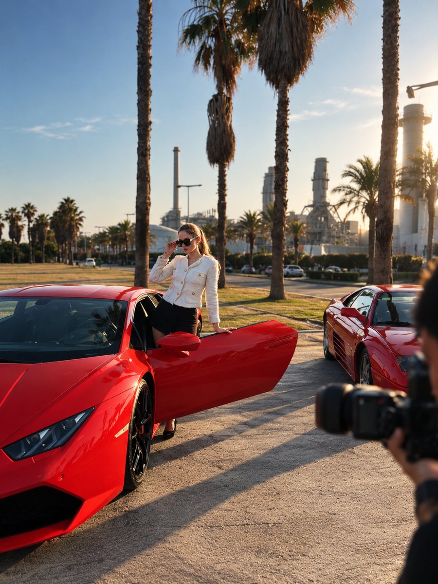 Behind the scenes on a car shoot